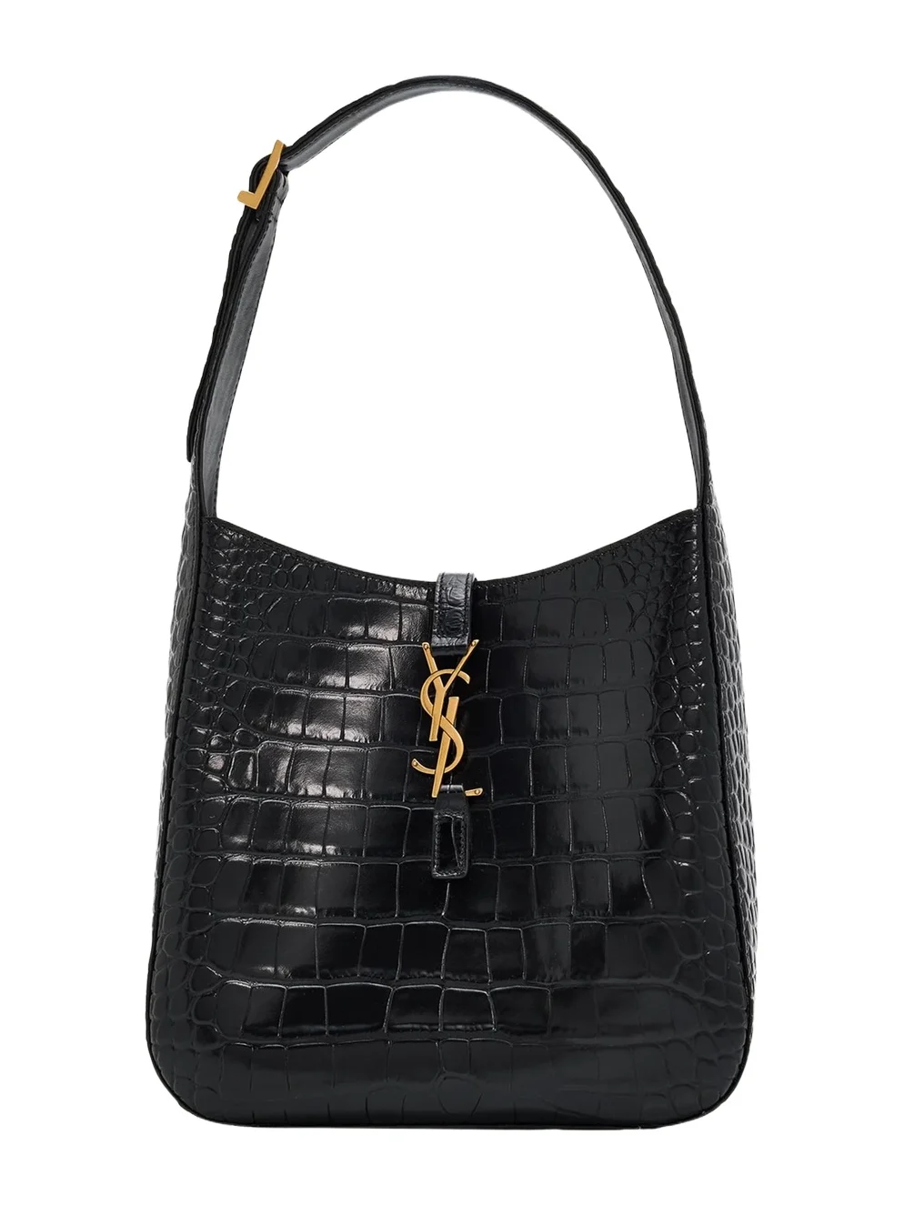 Le 5 À 7 Logo Croc-Embossed Leather Bucket Bag
