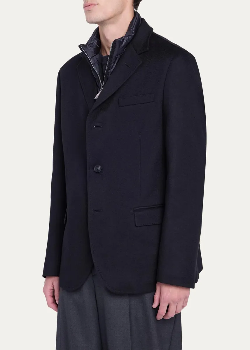 HERNO Men's Cashmere Blazer with Quilted Bib | Thumbnail 4 HERNO Men's Cashmere Blazer with Quilted Bib | Thumbnail 4