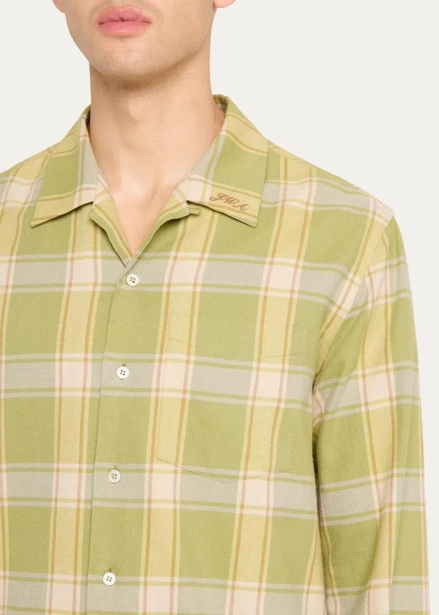 JW Anderson Men's Checked Cotton Camp-Collar Shirt | Thumbnail 5 JW Anderson Men's Checked Cotton Camp-Collar Shirt | Thumbnail 5