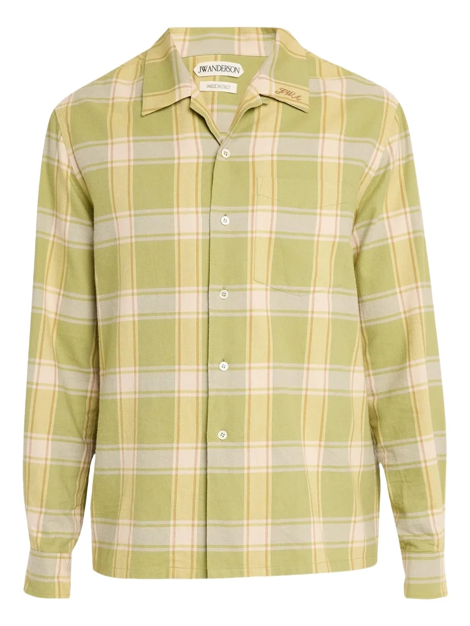 Men's Checked Cotton Camp-Collar Shirt Men's Checked Cotton Camp-Collar Shirt