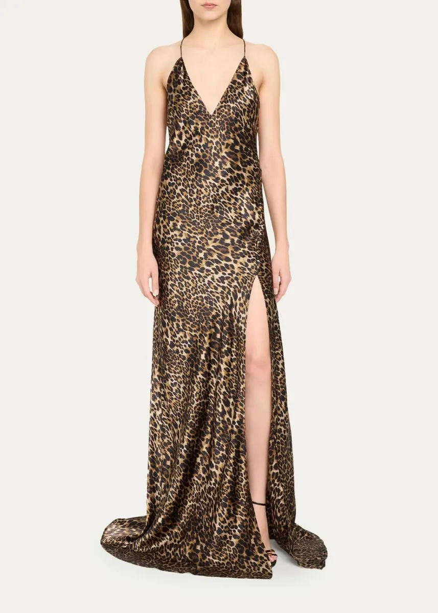 Nili Lotan 125th Kati Plunging Leopard-Print Silk Backless Slip Gown | Thumbnail 2 Nili Lotan 125th Kati Plunging Leopard-Print Silk Backless Slip Gown | Thumbnail 2