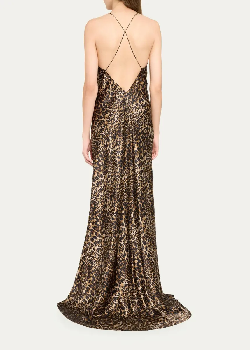Nili Lotan 125th Kati Plunging Leopard-Print Silk Backless Slip Gown | Thumbnail 3 Nili Lotan 125th Kati Plunging Leopard-Print Silk Backless Slip Gown | Thumbnail 3