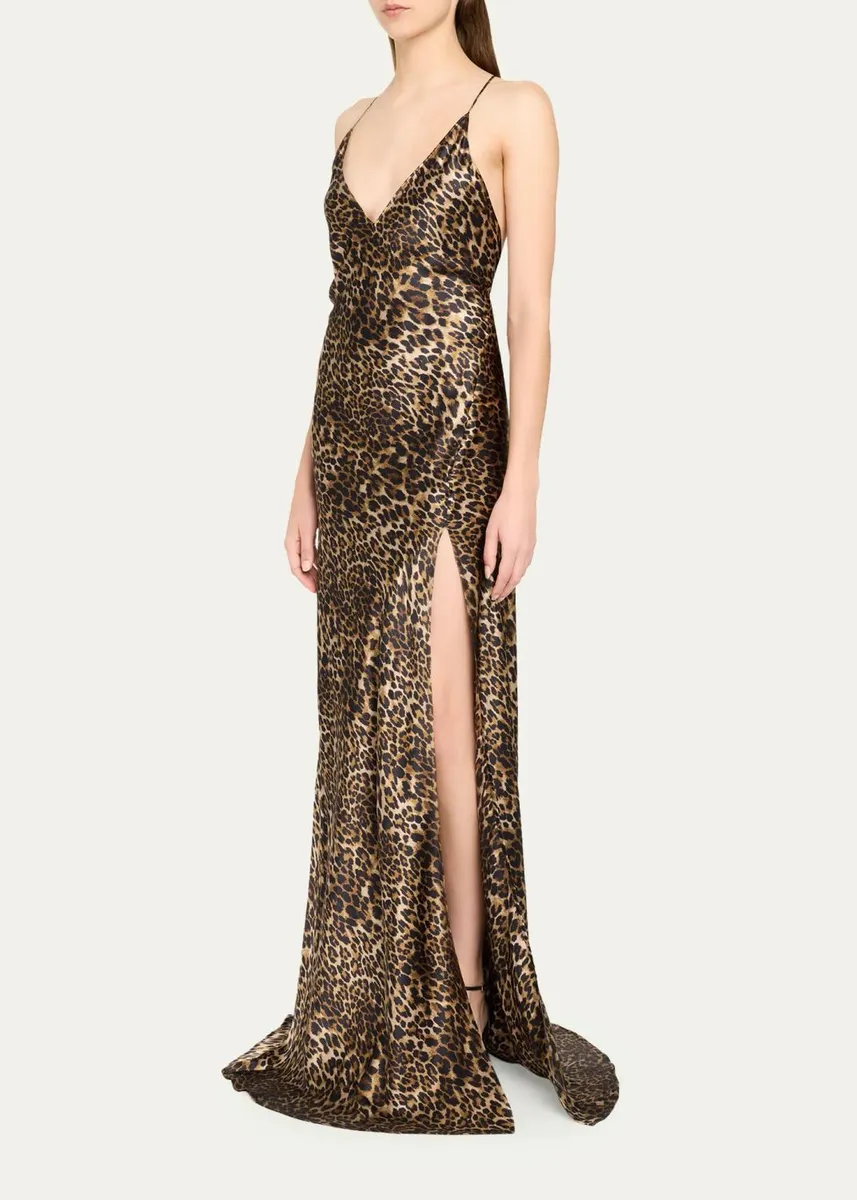 Nili Lotan 125th Kati Plunging Leopard-Print Silk Backless Slip Gown | Thumbnail 4 Nili Lotan 125th Kati Plunging Leopard-Print Silk Backless Slip Gown | Thumbnail 4