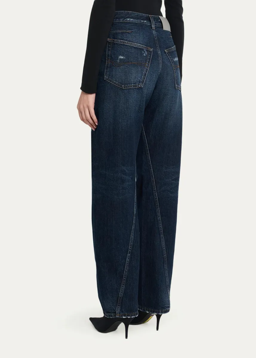 Balenciaga High-Rise Engineered Barrel-Leg Jeans | Thumbnail 3
