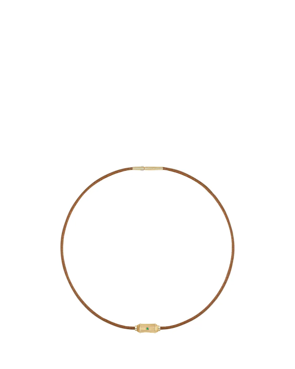 Marie Lichtenberg 18K Yellow Gold, Emerald & Leather Cord Necklace/15" | Thumbnail 2 Marie Lichtenberg 18K Yellow Gold, Emerald & Leather Cord Necklace/15" | Thumbnail 2