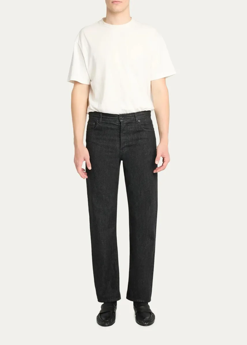 The Row Men's Moe Selvedge Black Denim Straight-Leg Jeans | Thumbnail 2