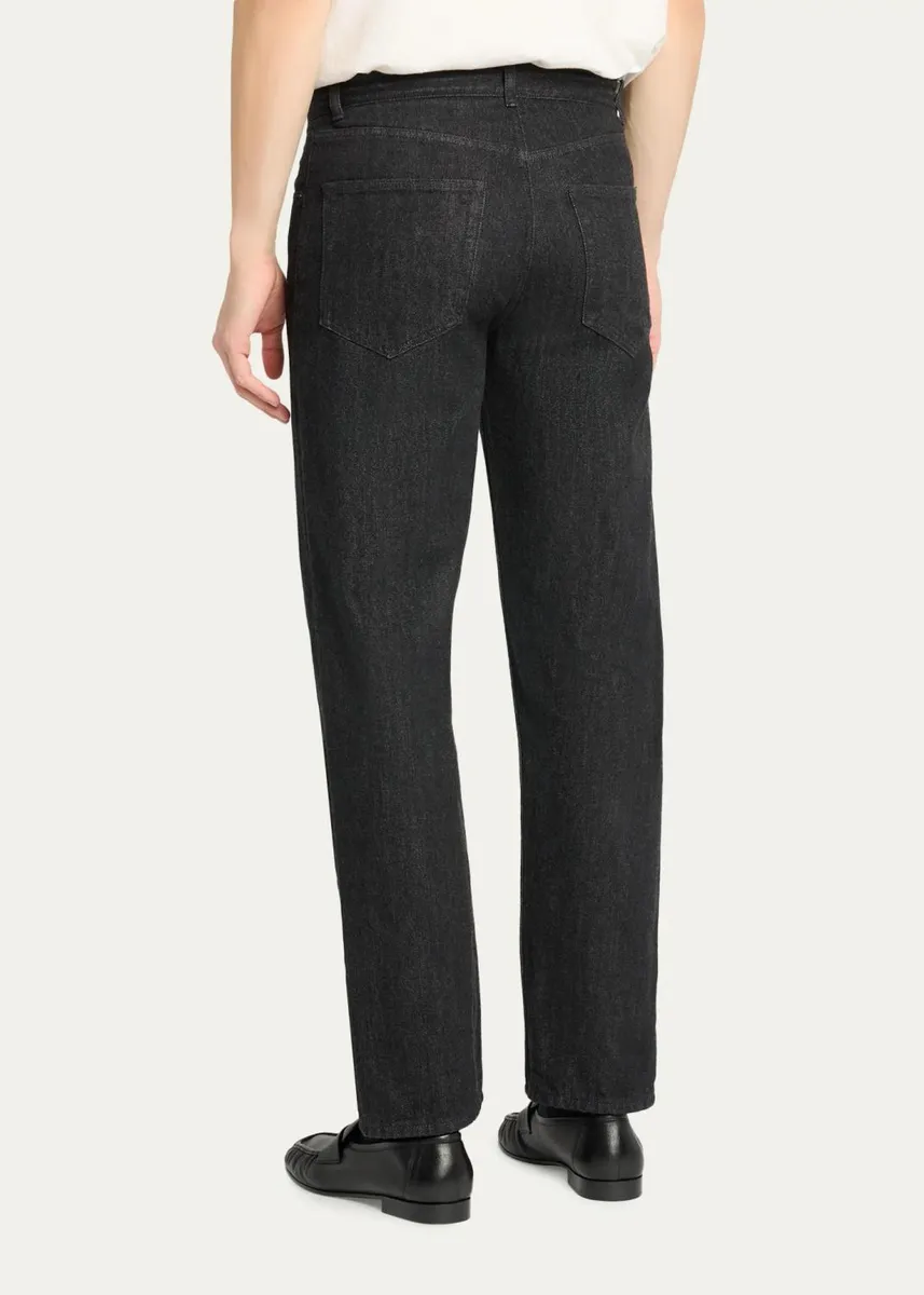 The Row Men's Moe Selvedge Black Denim Straight-Leg Jeans | Thumbnail 3