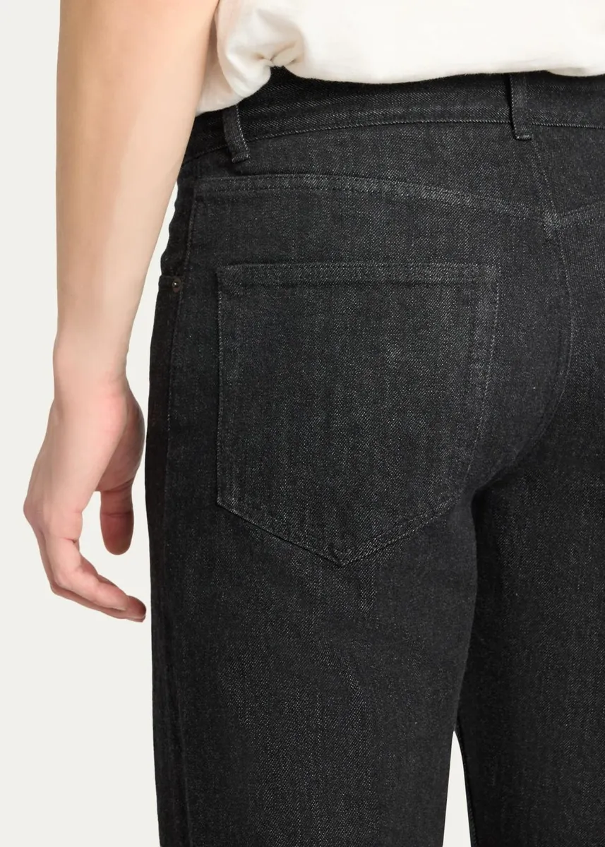 The Row Men's Moe Selvedge Black Denim Straight-Leg Jeans | Thumbnail 5