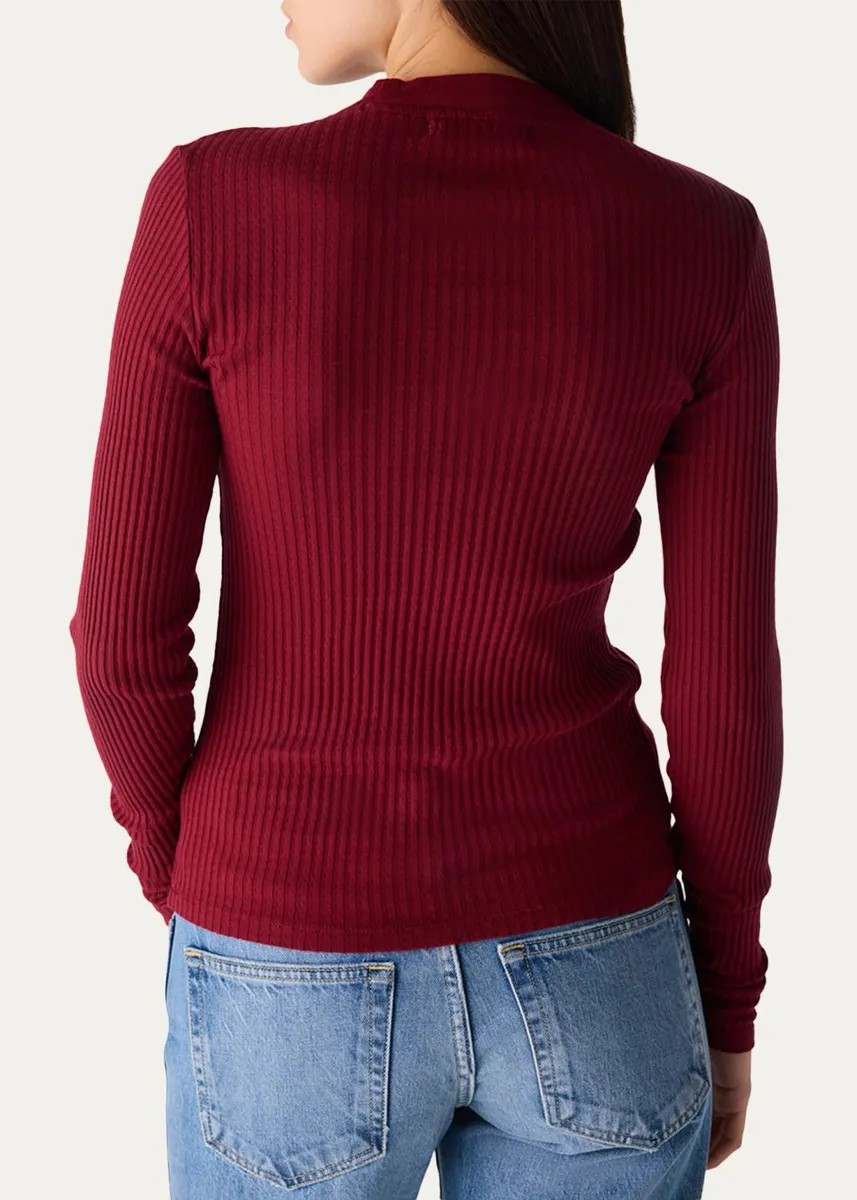 AMO Denim Ruthie Ribbed Mock-Neck Top | Thumbnail 3