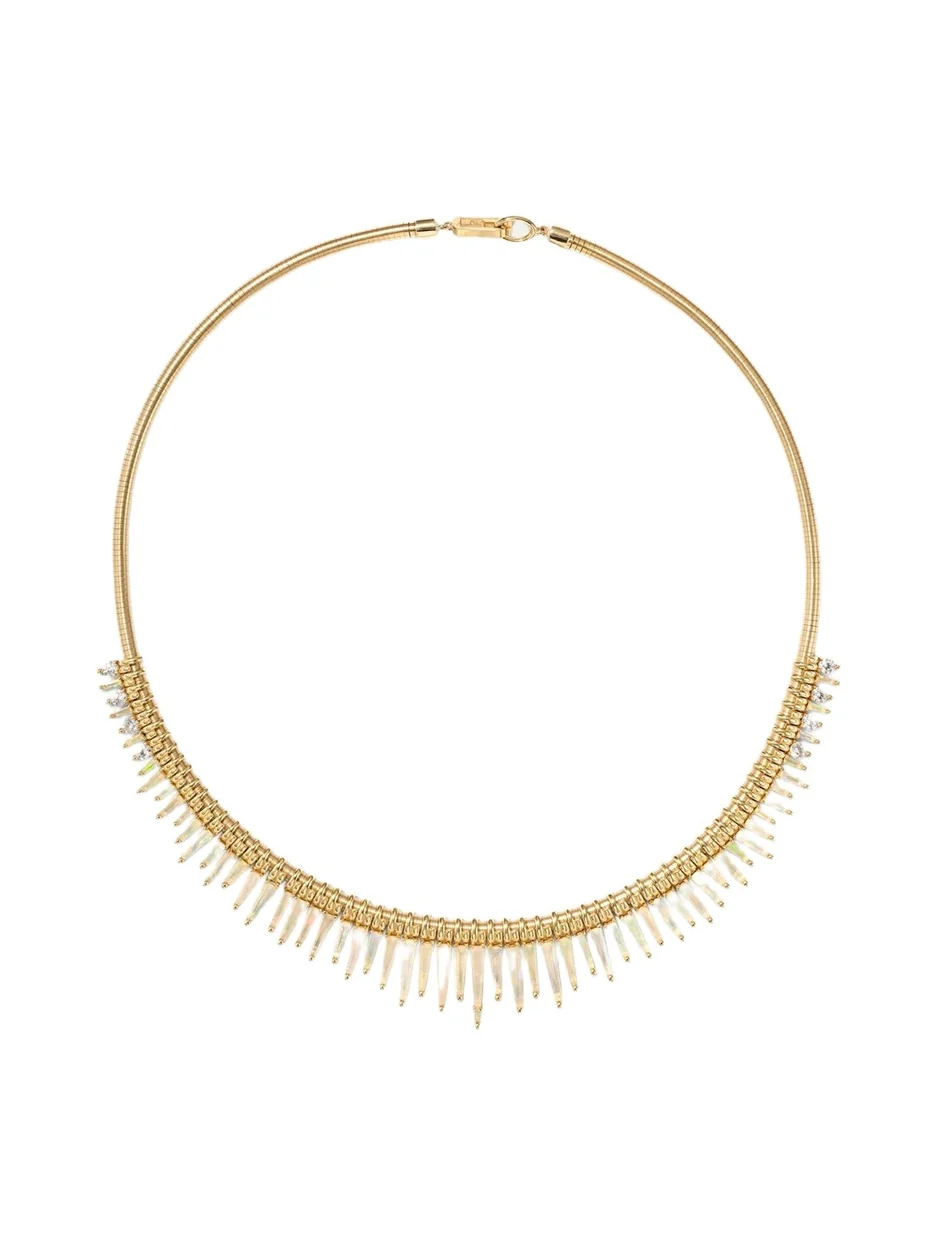 NAK ARMSTRONG Serrated 18K Yellow Gold & 0.88 TCW Diamond Fringed Necklace