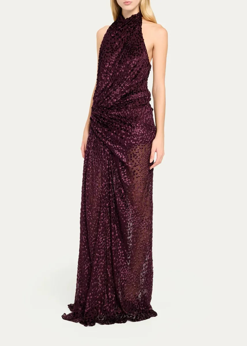 A.L.C. Paloma Burnout Silk-Blend Velvet Gown | Thumbnail 4