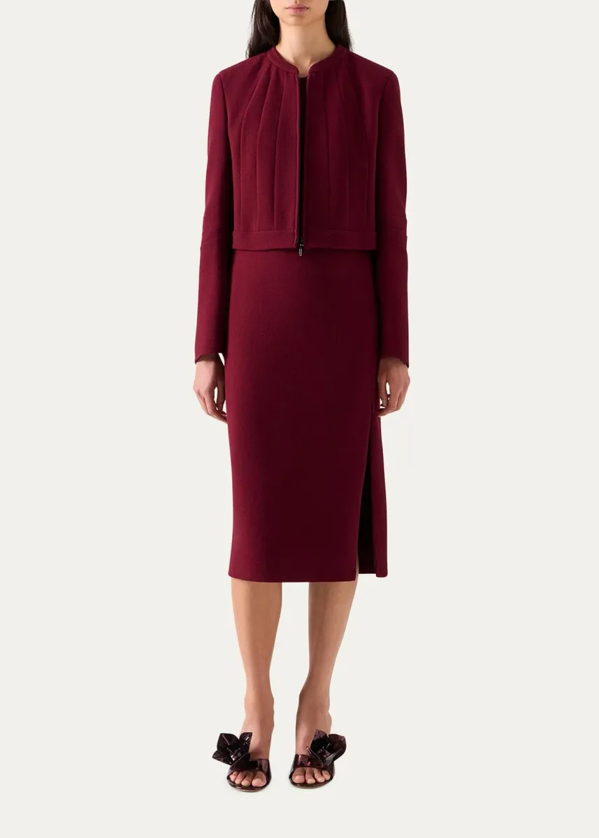 Akris Klaus Stitched Wool Crepe Double-Face Short Jacket | Thumbnail 2