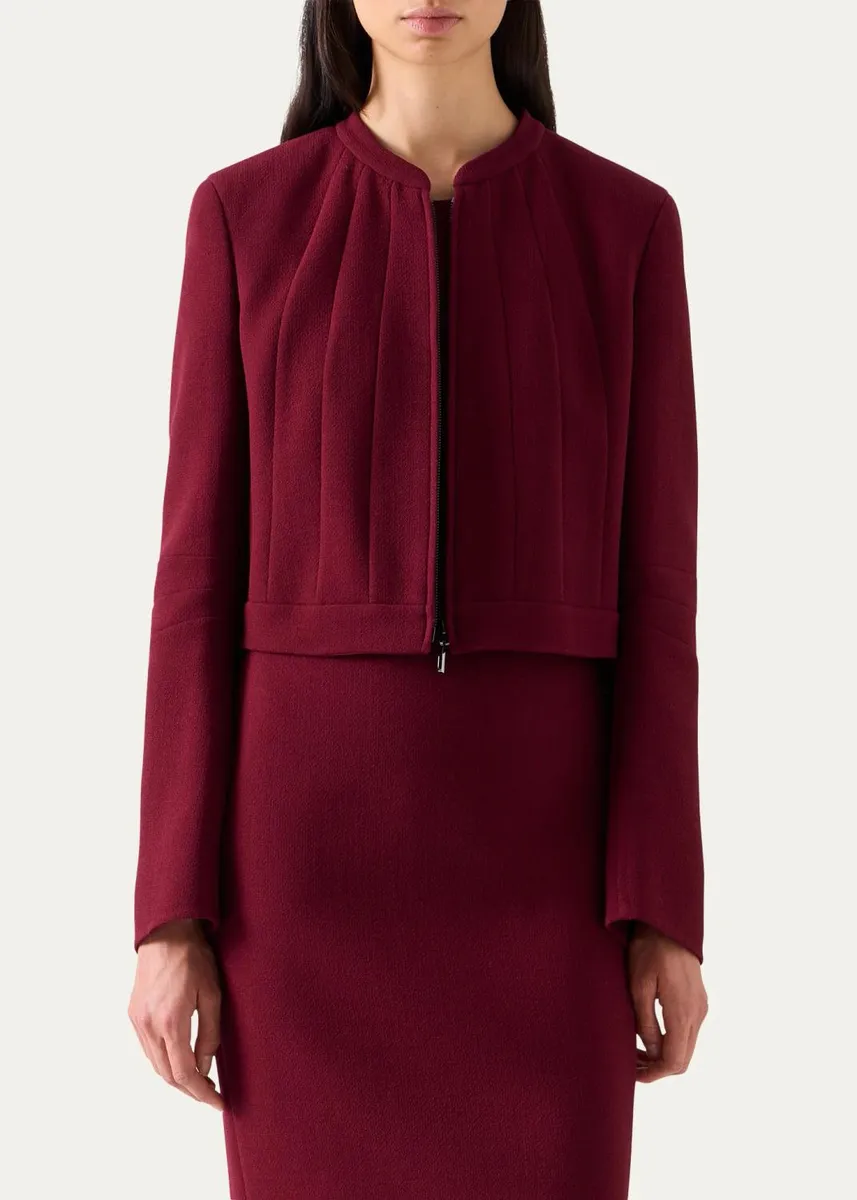 Akris Klaus Stitched Wool Crepe Double-Face Short Jacket | Thumbnail 4