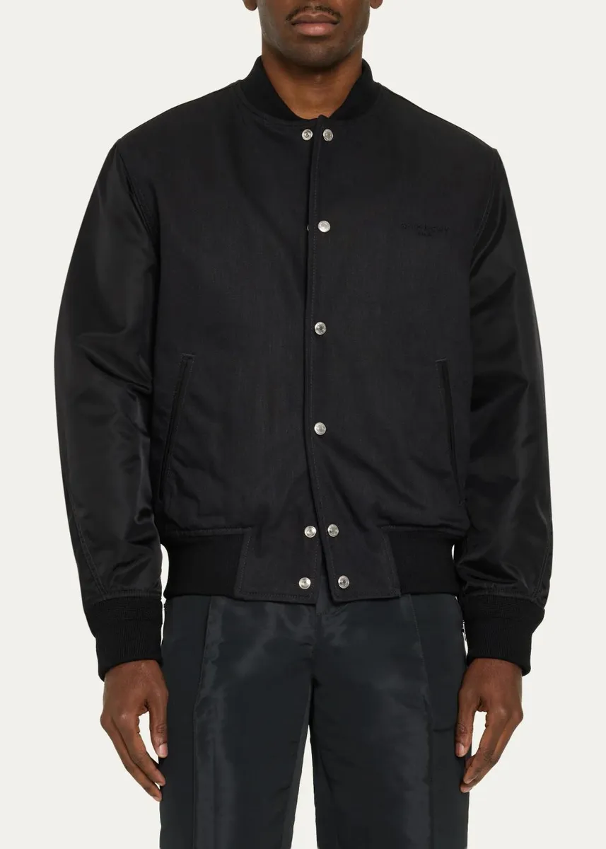 Givenchy Men's Embroidered Mixed Media Blouson Jacket | Thumbnail 4 Givenchy Men's Embroidered Mixed Media Blouson Jacket | Thumbnail 4