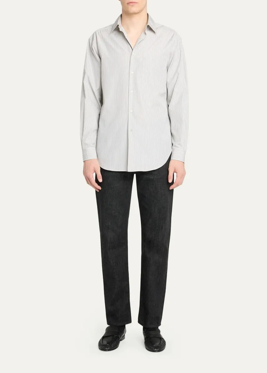 The Row Men's Uday Stripe Cotton Poplin Button-Front Shirt | Thumbnail 2
