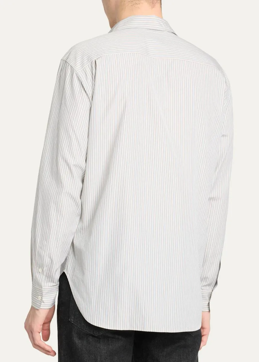 The Row Men's Uday Stripe Cotton Poplin Button-Front Shirt | Thumbnail 3