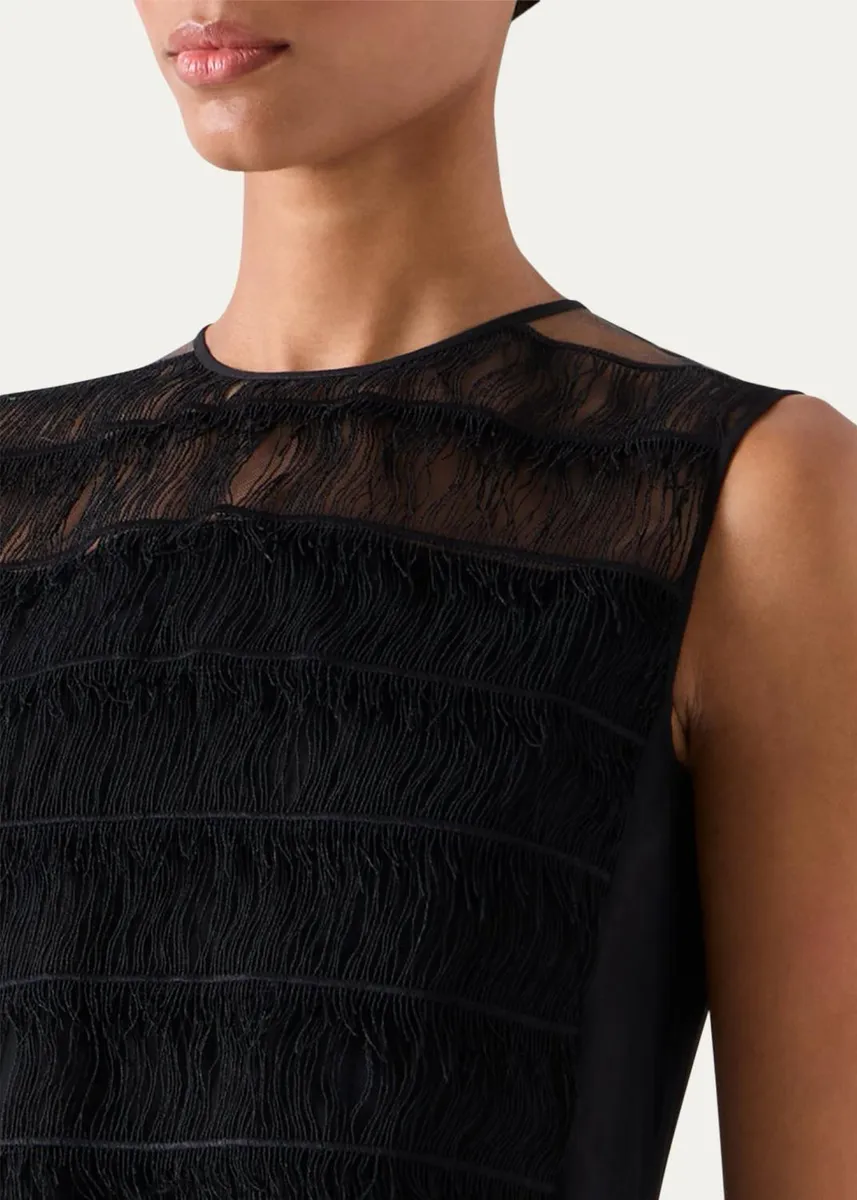 Akris Fringed Tulle And Silk Georgette Sleeveless Top | Thumbnail 5