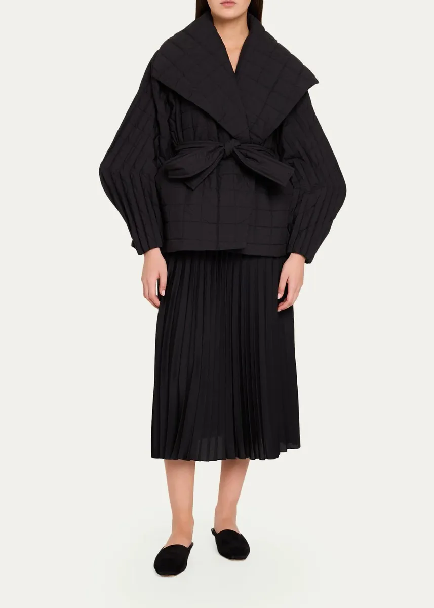 Issey Miyake Pleated Grid Quilted Wrap Coat | Thumbnail 2 Issey Miyake Pleated Grid Quilted Wrap Coat | Thumbnail 2
