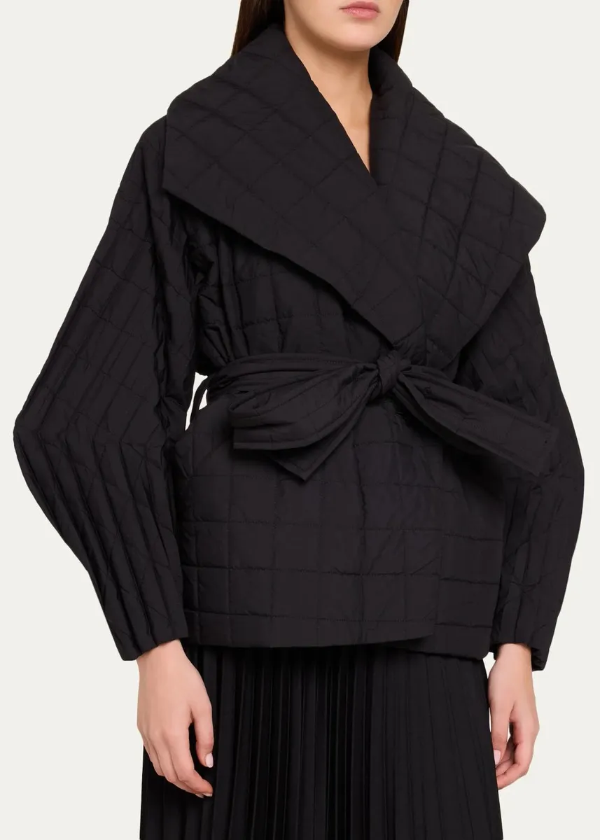 Issey Miyake Pleated Grid Quilted Wrap Coat | Thumbnail 4 Issey Miyake Pleated Grid Quilted Wrap Coat | Thumbnail 4