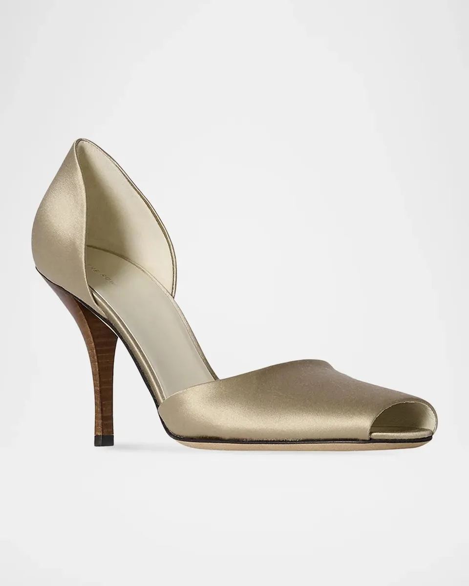 The Row 80mm Noor Satin d 'Orsay Peep-Toe Pumps | Thumbnail 2