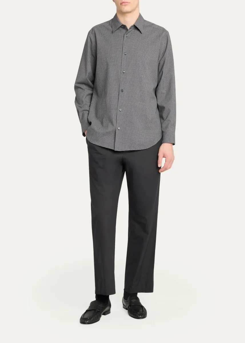 The Row Men's Victor Micro-Check Woven Button-Front Shirt | Thumbnail 2 The Row Men's Victor Micro-Check Woven Button-Front Shirt | Thumbnail 2