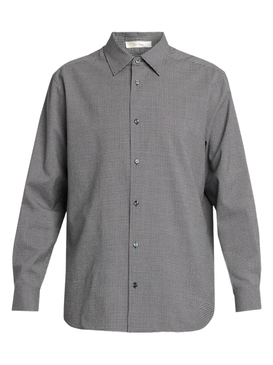 The Row Men's Victor Micro-Check Woven Button-Front Shirt