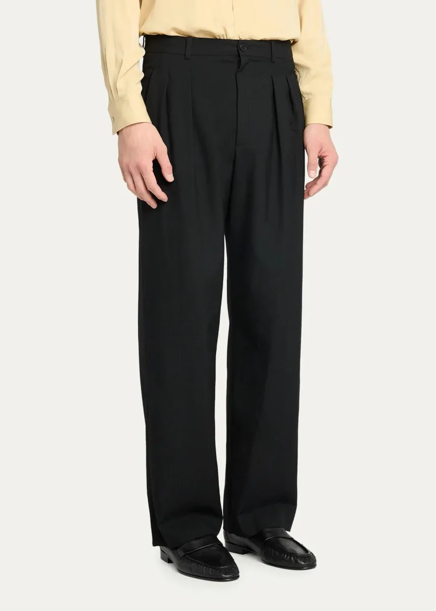 The Row Men's Corley Double-Pleated Wool Twill Pants | Thumbnail 4 The Row Men's Corley Double-Pleated Wool Twill Pants | Thumbnail 4