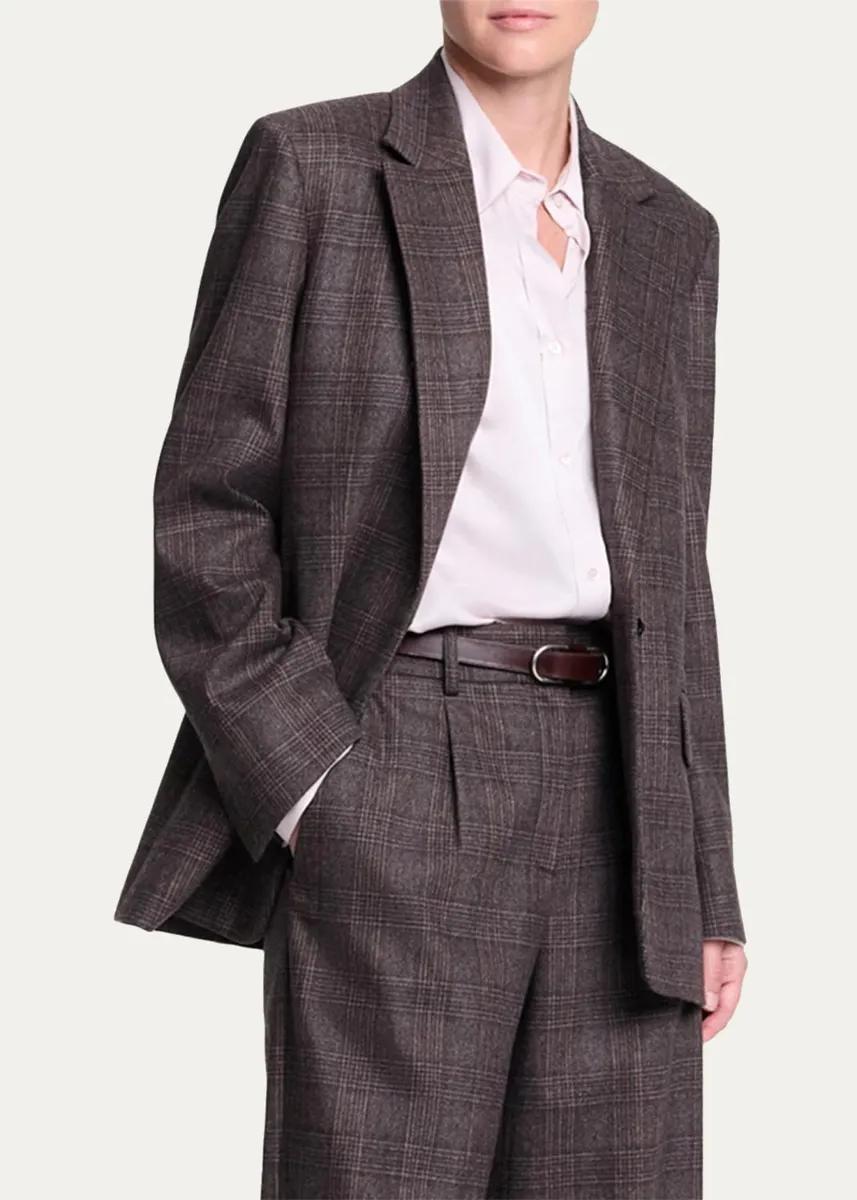 TWP Jillian Plaid Wool-Cashmere One-Button Blazer | Thumbnail 4 TWP Jillian Plaid Wool-Cashmere One-Button Blazer | Thumbnail 4