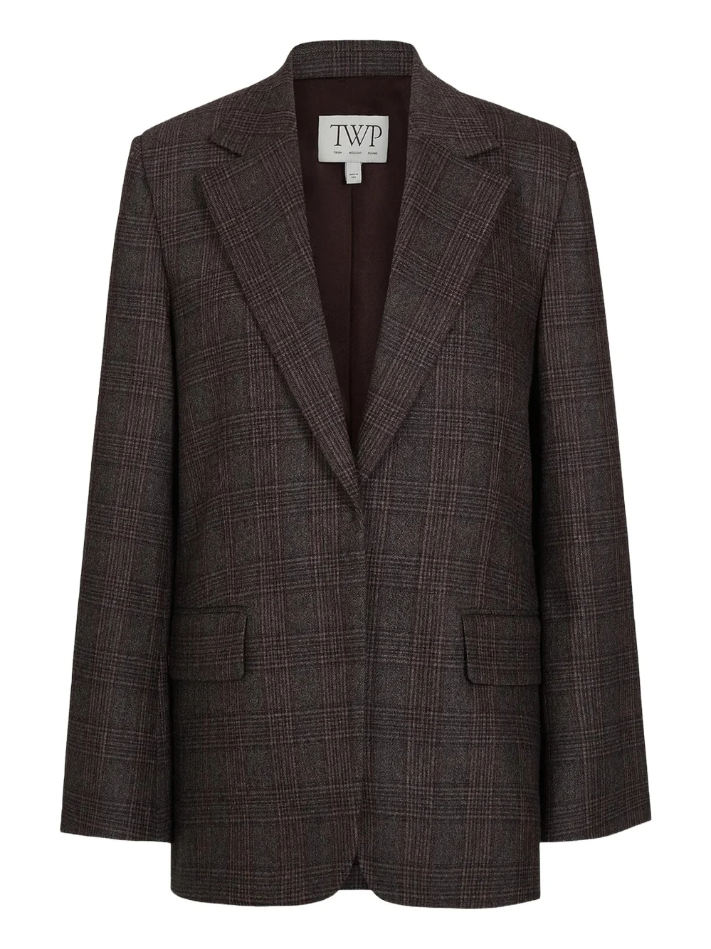 Jillian Plaid Wool-Cashmere One-Button Blazer