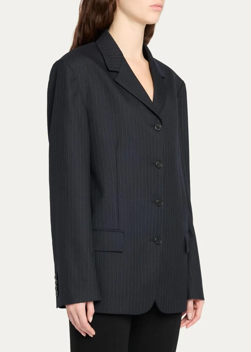 The Row Gelda Pinstriped Wool Jacket | Thumbnail 4 The Row Gelda Pinstriped Wool Jacket | Thumbnail 4
