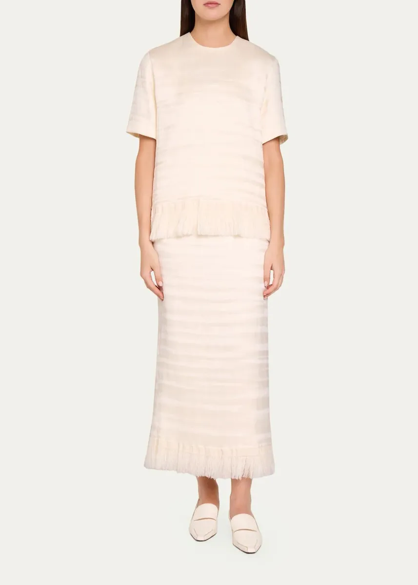 FFORME Paige Textured Silk Organza Fringe Midi Skirt | Thumbnail 2 FFORME Paige Textured Silk Organza Fringe Midi Skirt | Thumbnail 2