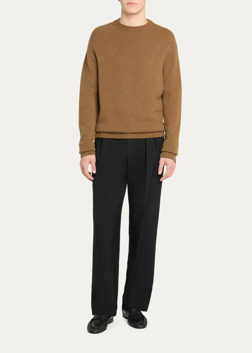 The Row Men's Agora Wool Knit Crewneck Sweater | Thumbnail 2 The Row Men's Agora Wool Knit Crewneck Sweater | Thumbnail 2
