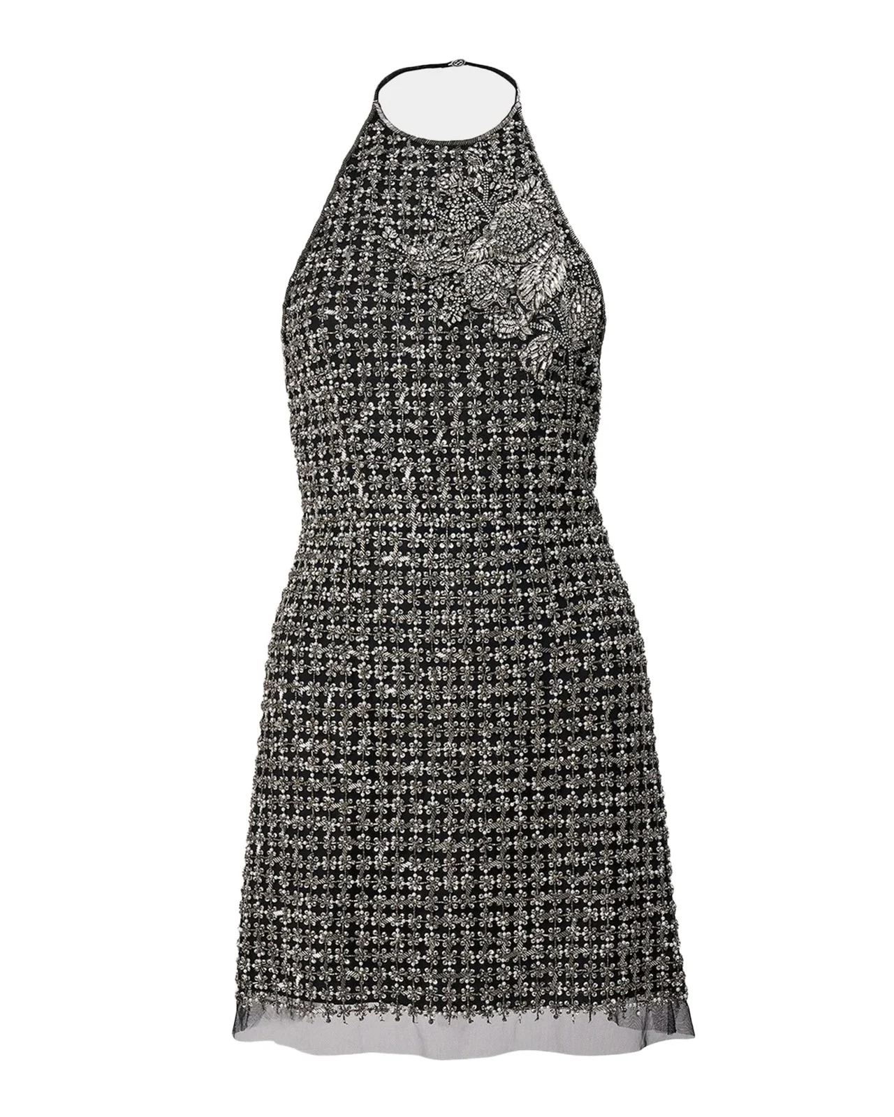 Carolina Herrera Embellished Tweed Halter Mini Dress