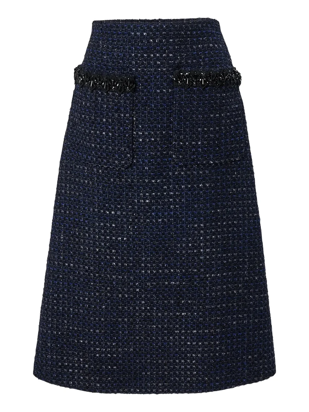 Embellished Pocket Tweed A-Line Midi Skirt Embellished Pocket Tweed A-Line Midi Skirt
