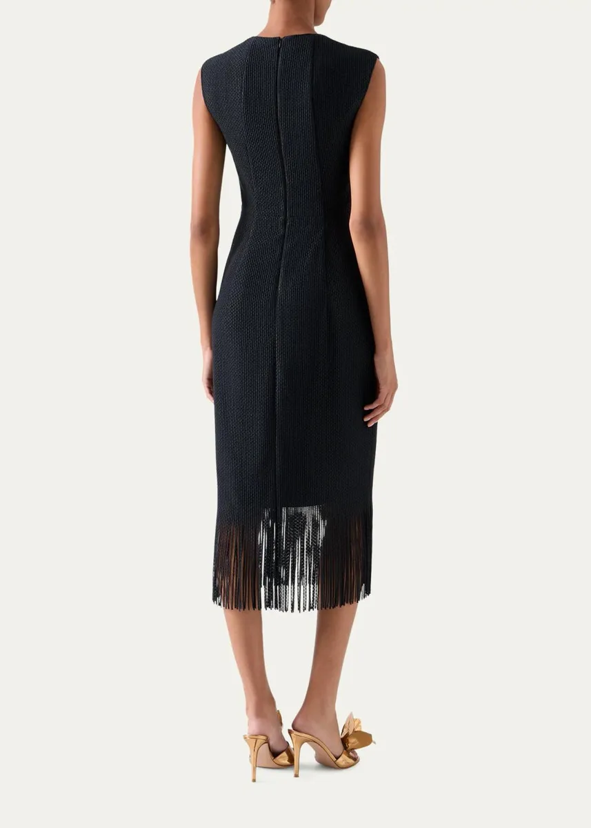 Akris Sleeveless Techno Guipure Fringed Midi Dress | Thumbnail 3 Akris Sleeveless Techno Guipure Fringed Midi Dress | Thumbnail 3