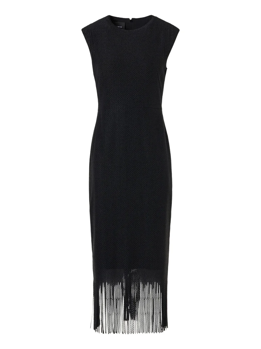 Sleeveless Techno Guipure Fringed Midi Dress