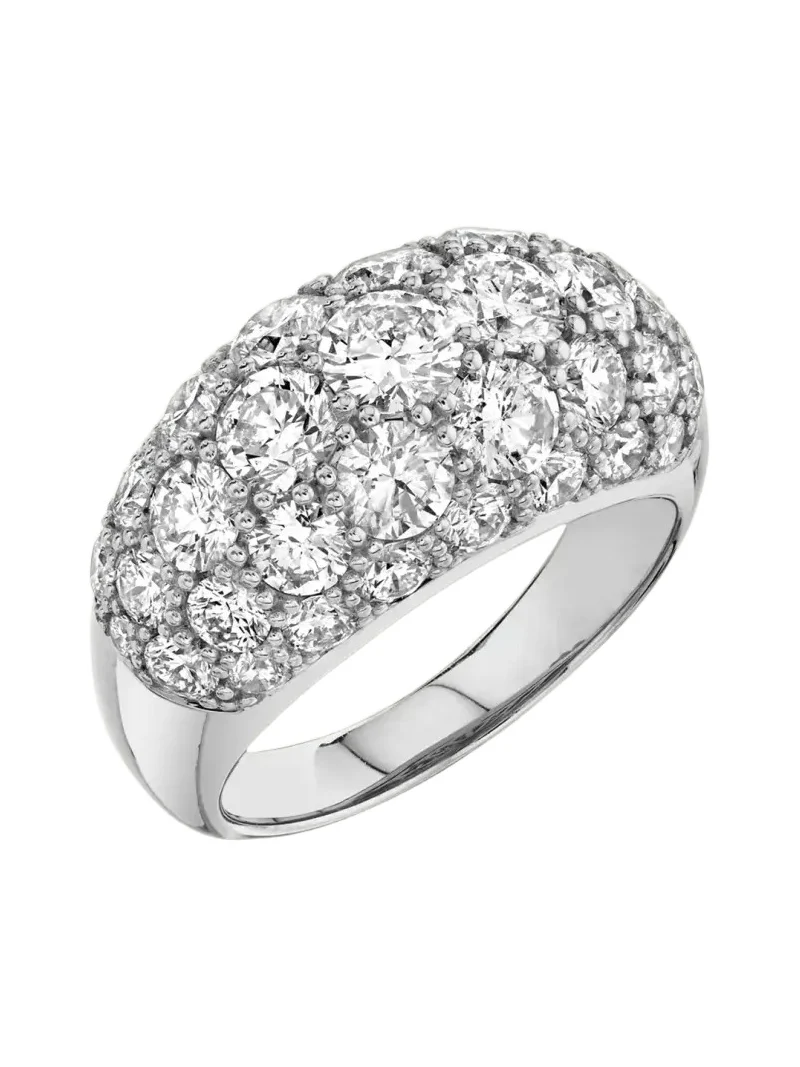 14K White Gold Diamond Puffy Pave Ring