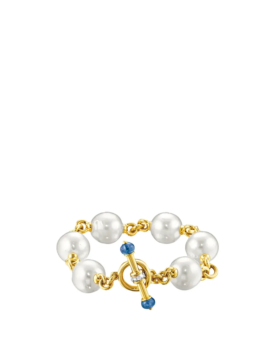 VERDURA 18K Yellow Gold South Sea Pearl and Sapphire Toggle Bracelet | Thumbnail 2 VERDURA 18K Yellow Gold South Sea Pearl and Sapphire Toggle Bracelet | Thumbnail 2