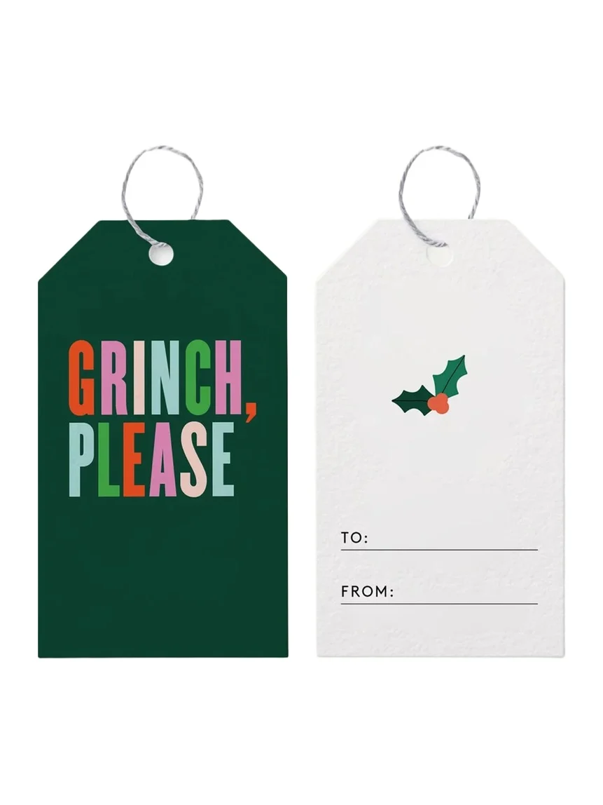 Spaghetti & Meatballs Grinch, Please Gift Tags, Set of 6