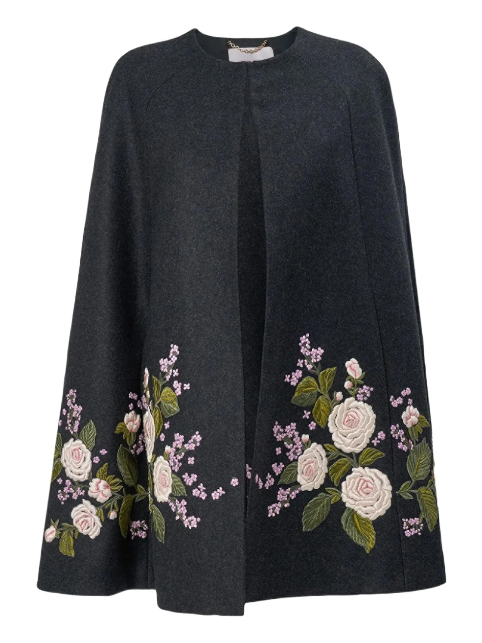 Floral-Embroidered Virgin Wool Cape Floral-Embroidered Virgin Wool Cape