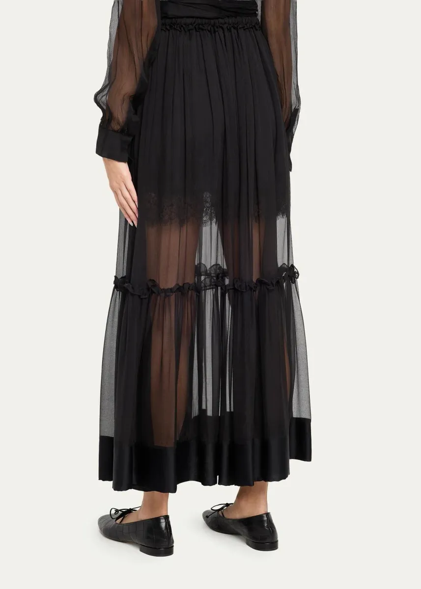Ulla Johnson Delphina Tiered Silk Maxi Skirt | Thumbnail 3 Ulla Johnson Delphina Tiered Silk Maxi Skirt | Thumbnail 3