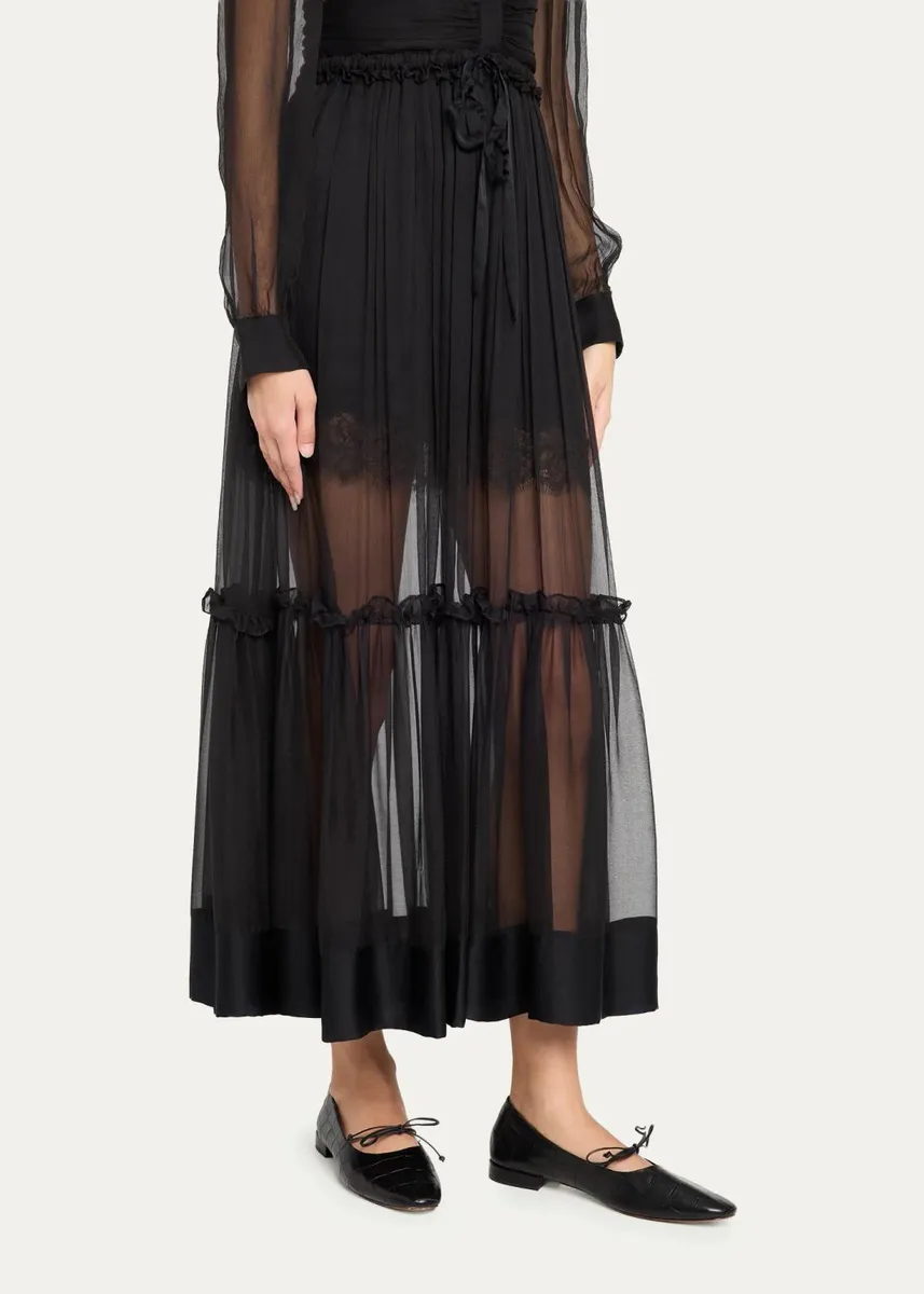 Ulla Johnson Delphina Tiered Silk Maxi Skirt | Thumbnail 4 Ulla Johnson Delphina Tiered Silk Maxi Skirt | Thumbnail 4