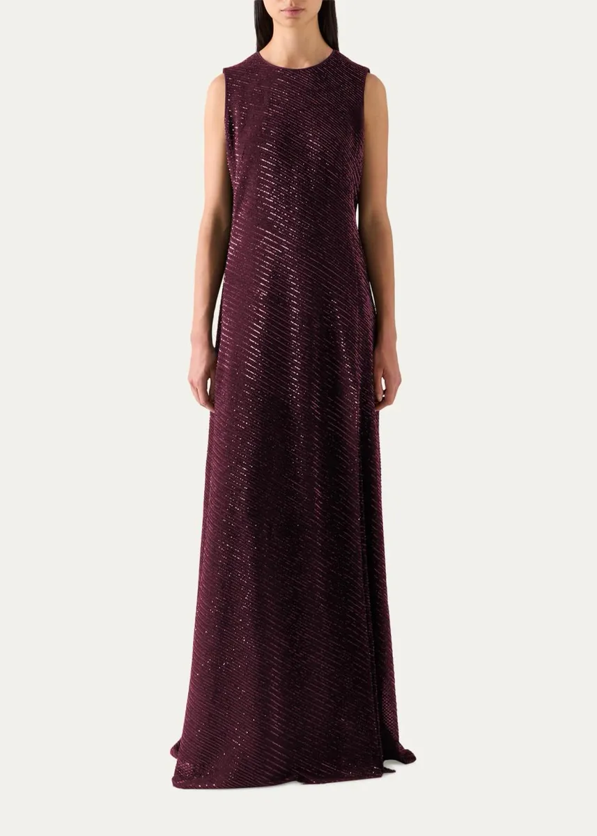 Akris Diagonal Sequins On Silk Georgette Gown | Thumbnail 2