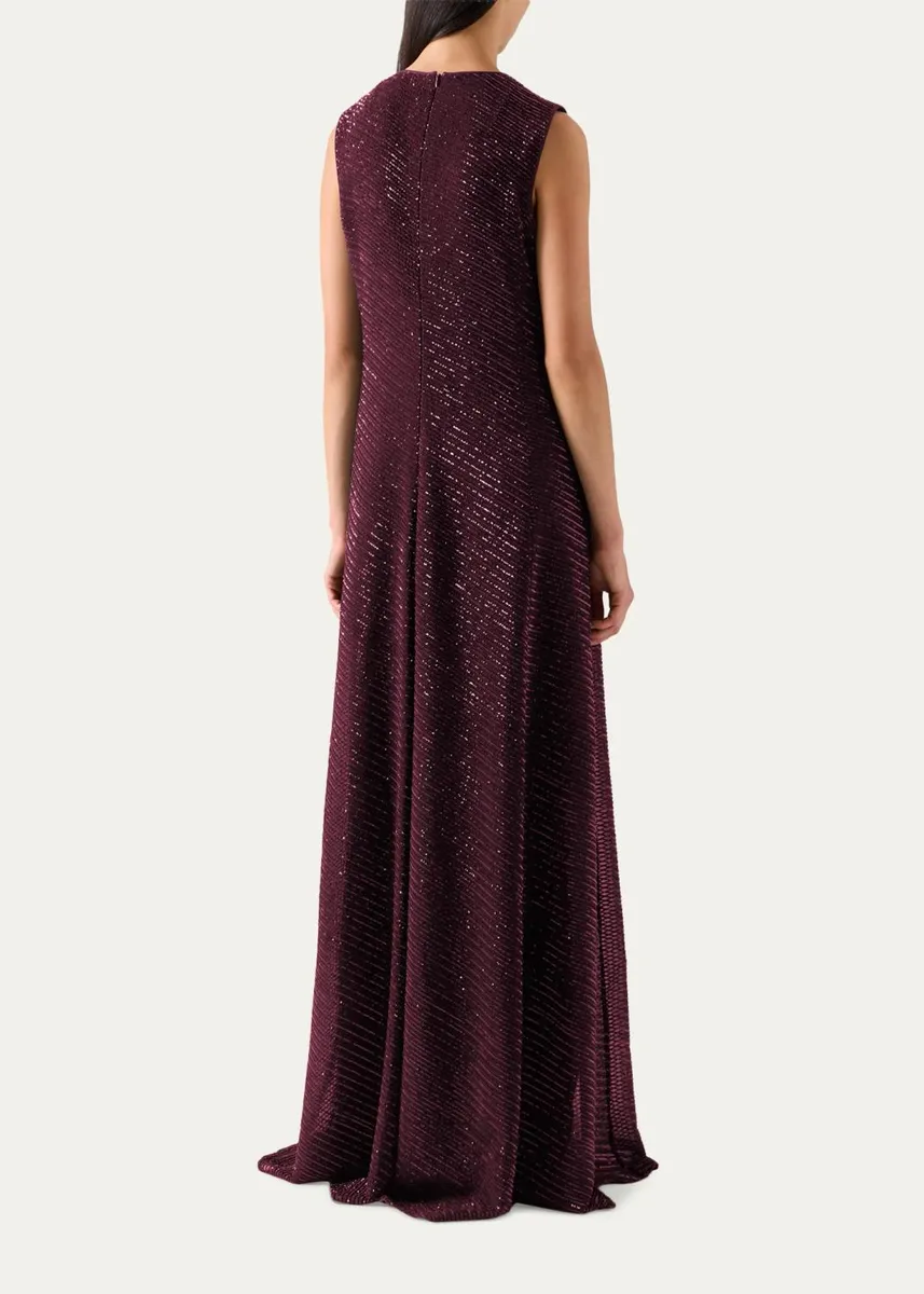 Akris Diagonal Sequins On Silk Georgette Gown | Thumbnail 3