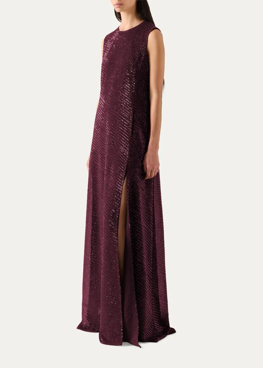 Akris Diagonal Sequins On Silk Georgette Gown | Thumbnail 4