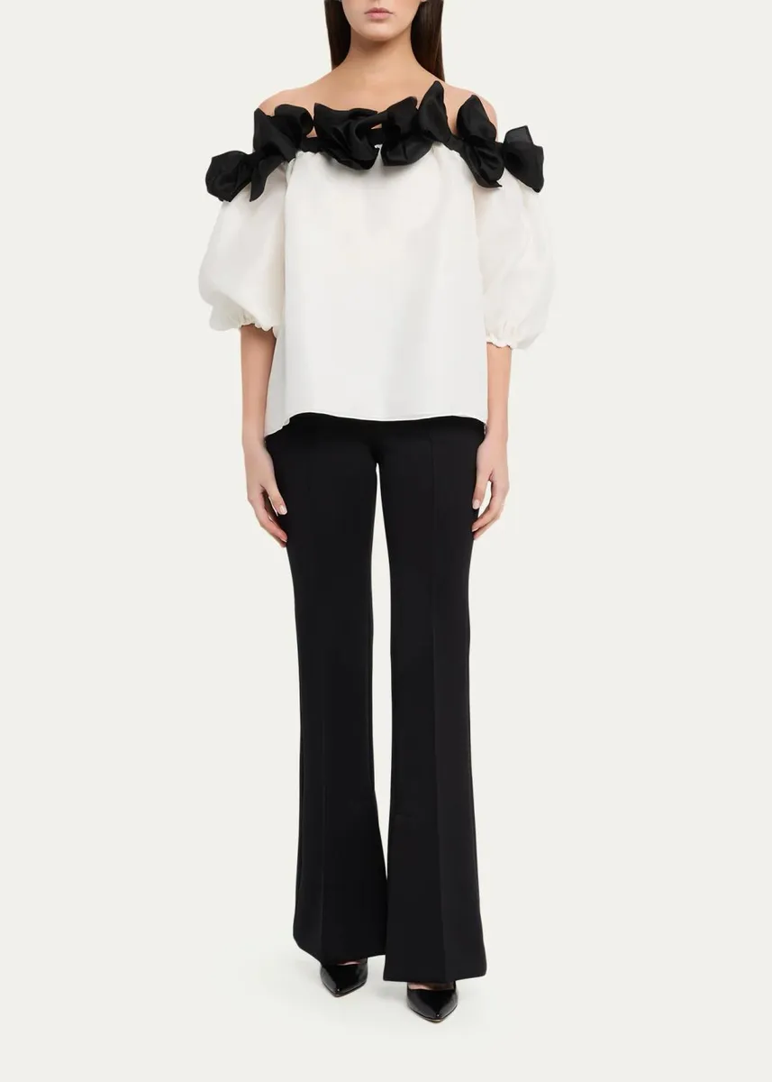 Carolina Herrera Bow-Embellished Off-Shoulder Silk Top | Thumbnail 2