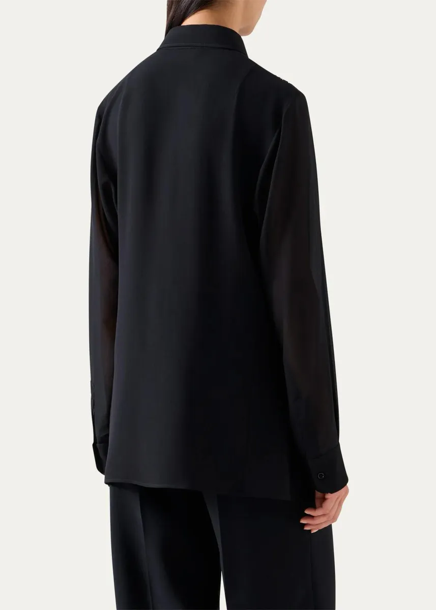 Akris Metallic Lace Bib Silk Georgette Tunic Blouse | Thumbnail 3