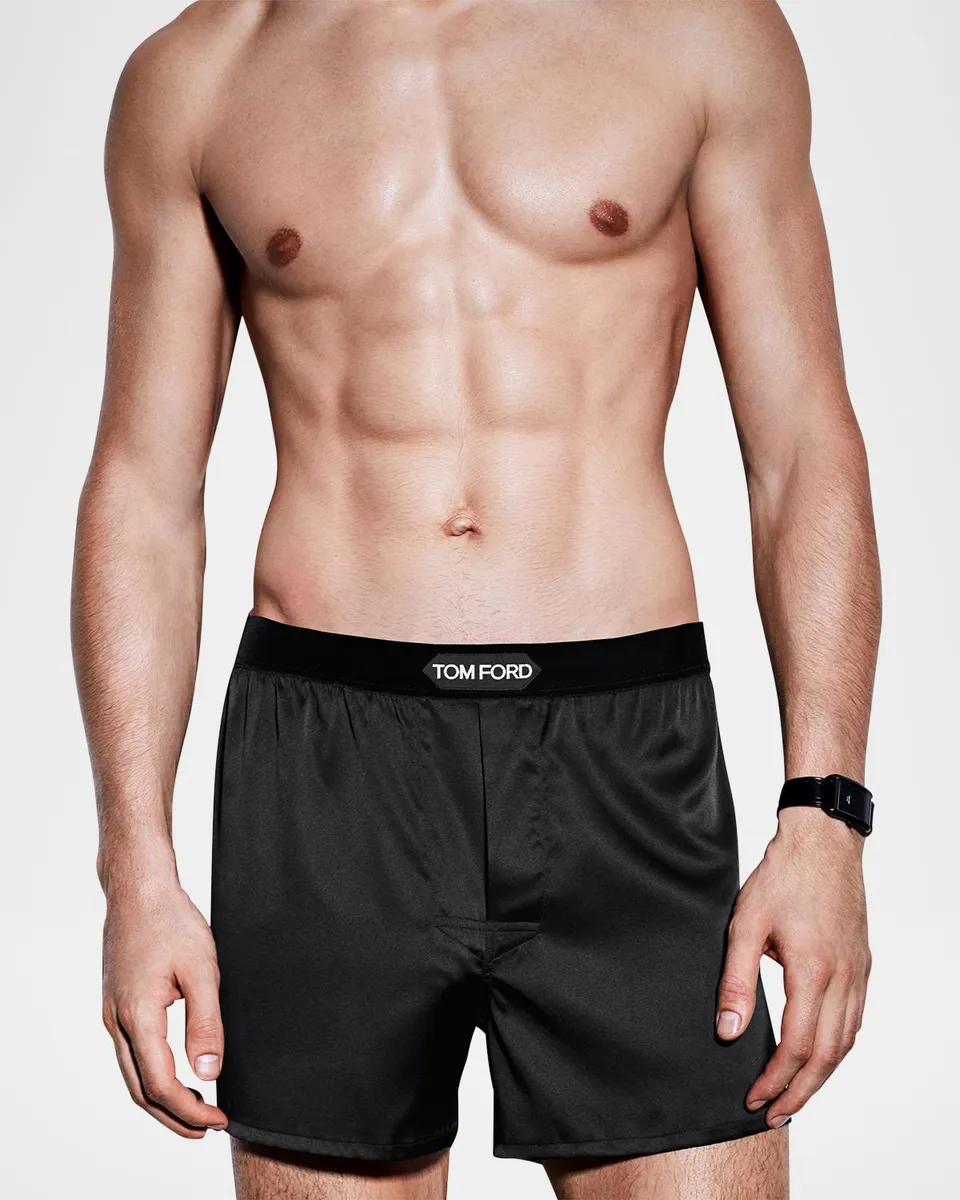 Tom Ford Men's Silk Jacquard Logo Boxers | Thumbnail 2 Tom Ford Men's Silk Jacquard Logo Boxers | Thumbnail 2