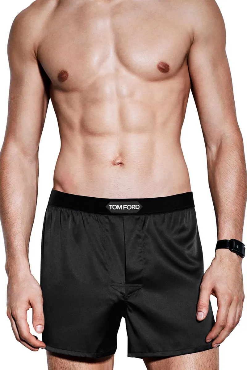 Tom Ford Men's Silk Jacquard Logo Boxers | Thumbnail 4 Tom Ford Men's Silk Jacquard Logo Boxers | Thumbnail 4