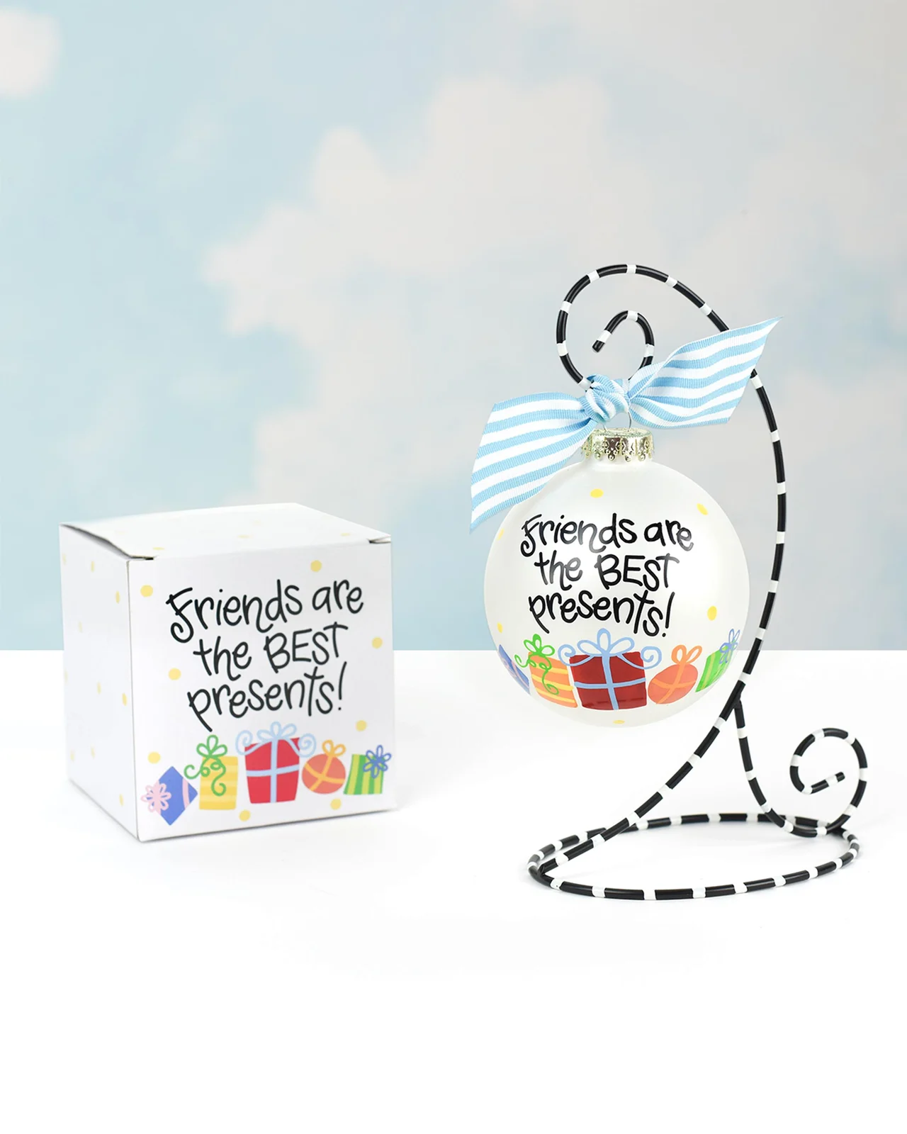 Coton Colors Friends are the Best Presents Glass Ornament with Stand